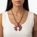 WESTERN SILVER NECKLACE WITH RED PENDANT