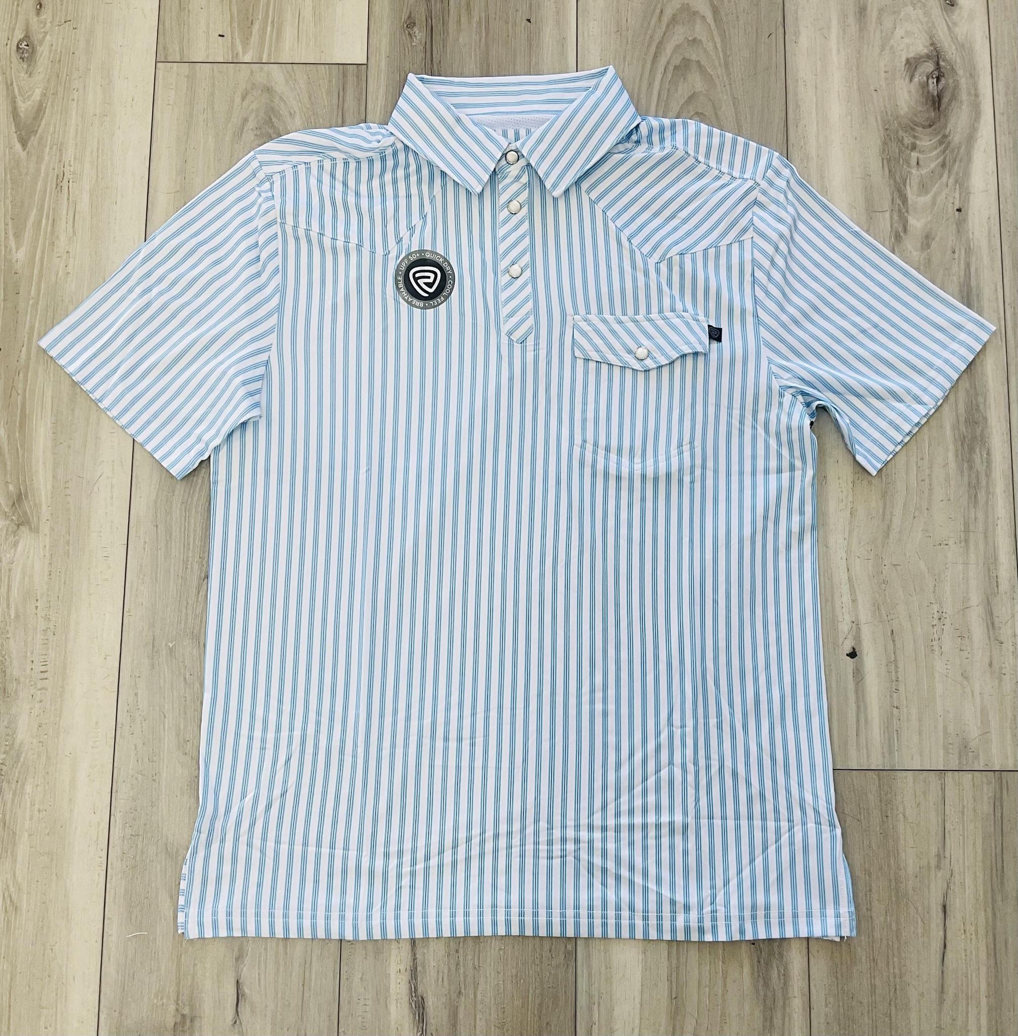 ROCK & ROLL MEN’S WHITE STRIPES WESTERN POLO |BM51T09059