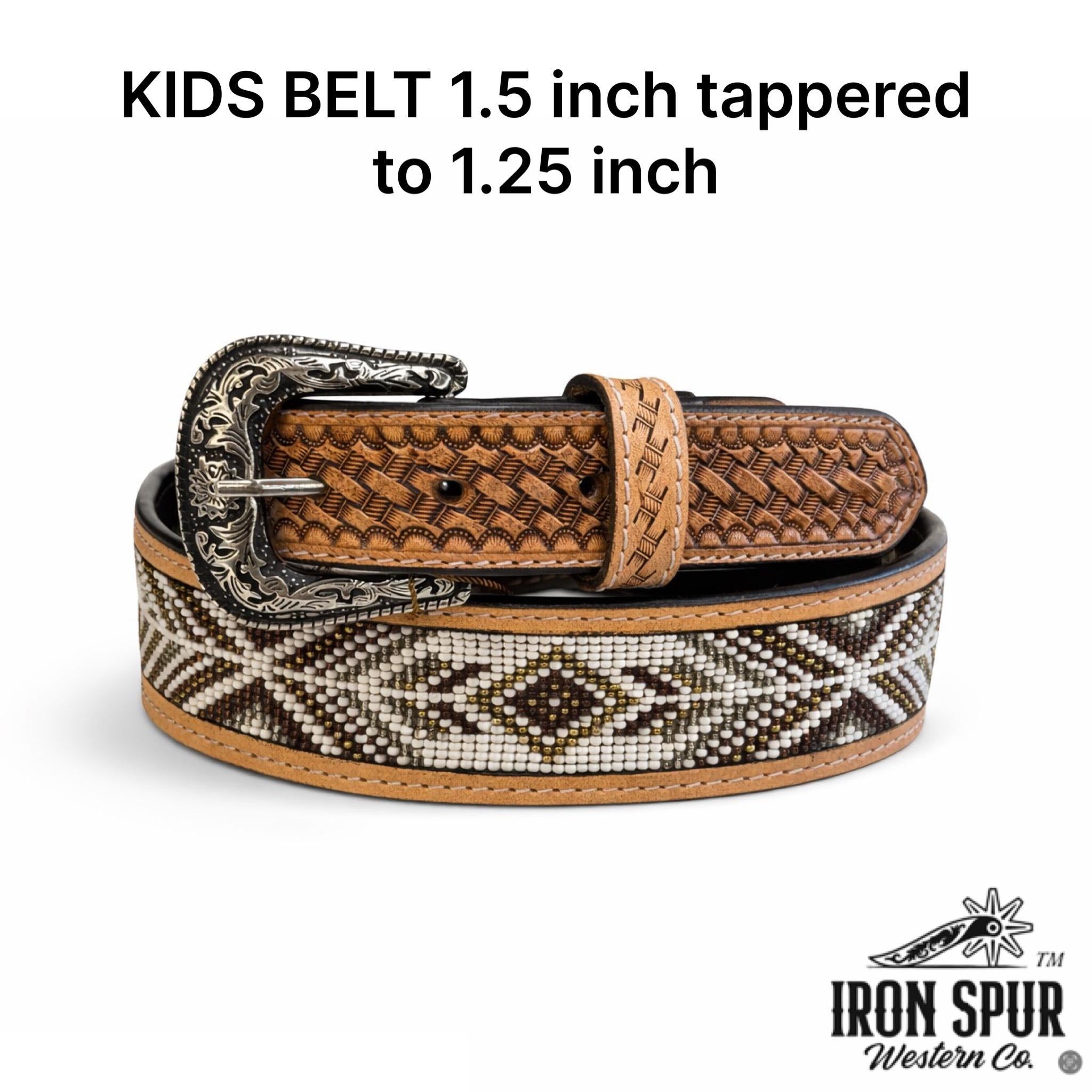 “ Damian “ | KIDS WESTERN BEADED BELTS BROWN 1.5 INCH