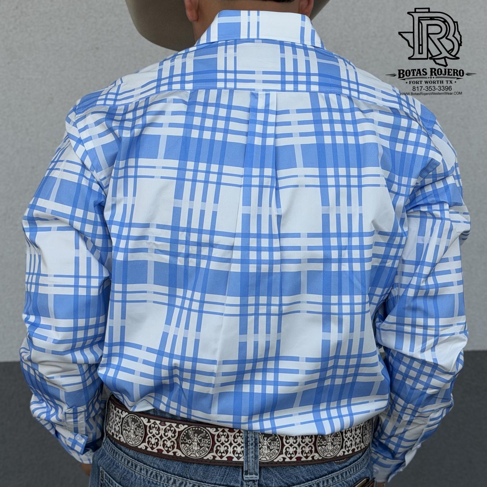 BUCK | Iron Spur Men’s Western LONG Sleeve Shirt – Classic Stripe light Blue