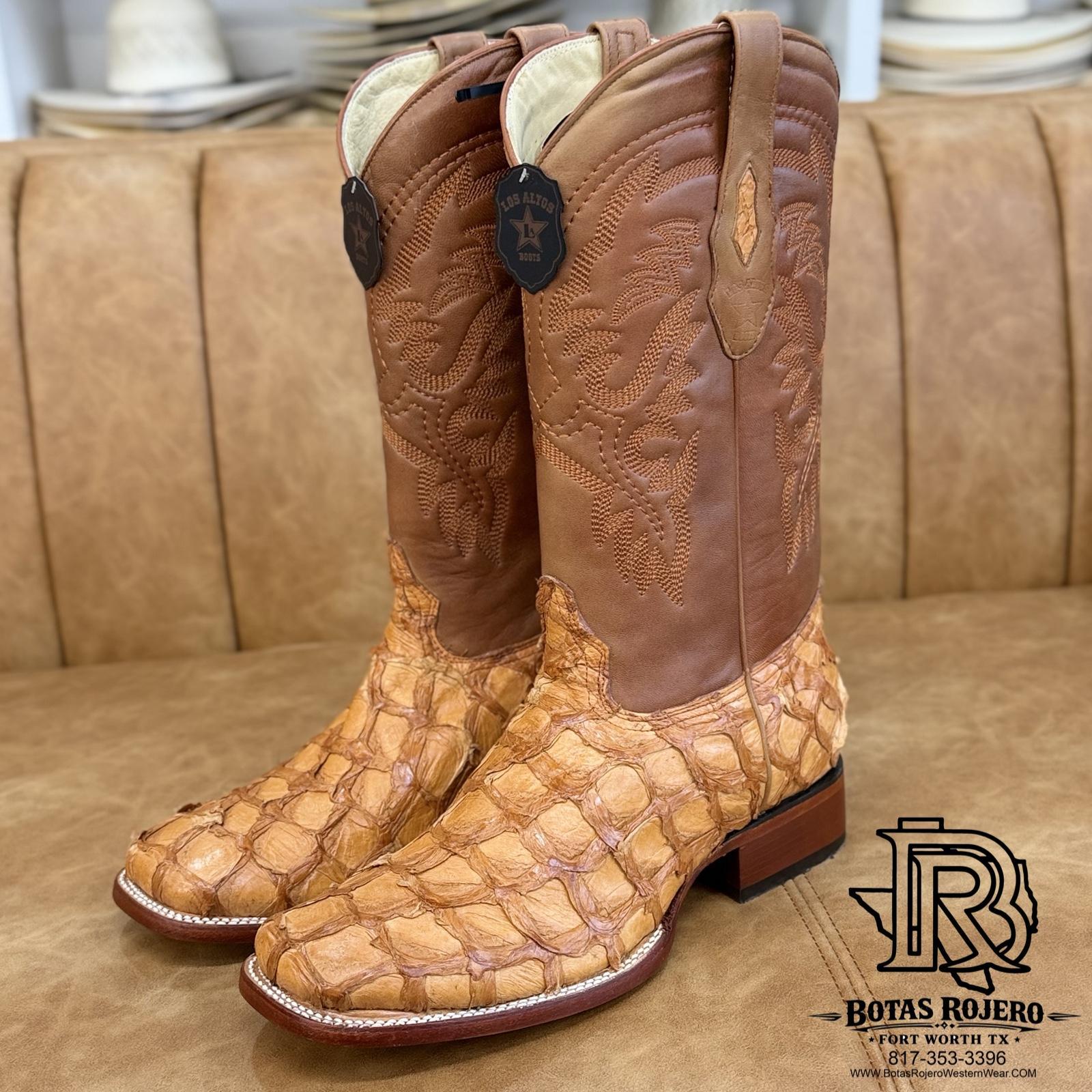 “ Desperado “ Pirarucu FISH MEN SQUARE WESTERN BOOT ORIGNAL ANTIQUE SADDLE