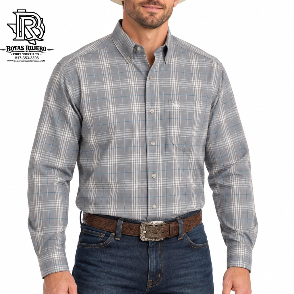 ARIAT MEN’S PRO WILBER QUIET SHADE MEDIUM PLAID LONG SLEEVE SHIRT |10079284