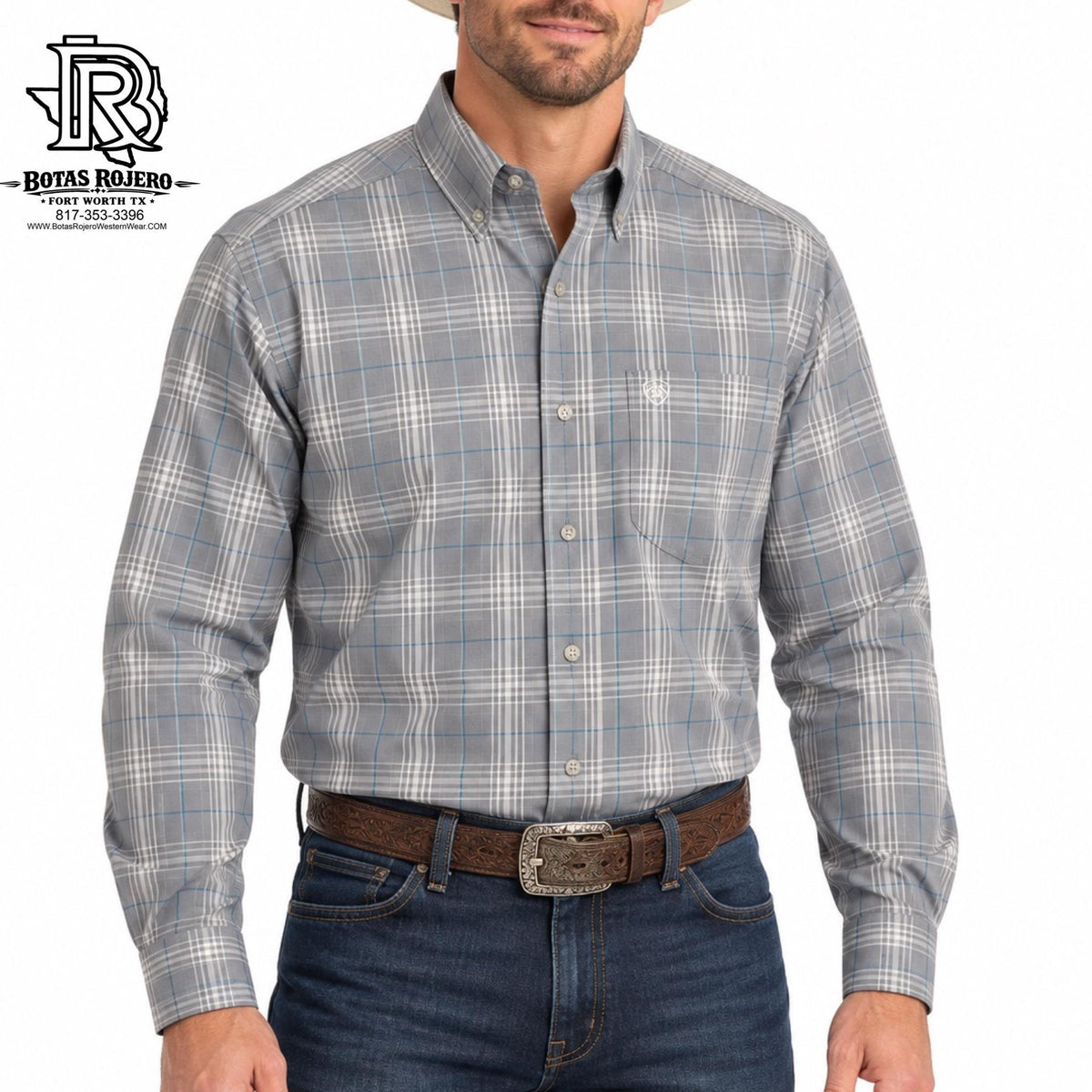 ARIAT MEN’S PRO WILBER QUIET SHADE MEDIUM PLAID LONG SLEEVE SHIRT |10079284