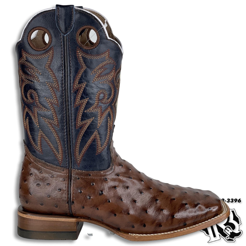 -OSTRICH BROWN PRINT | MEN SQUARE TOE WESTERN COWBOY BOOTS
