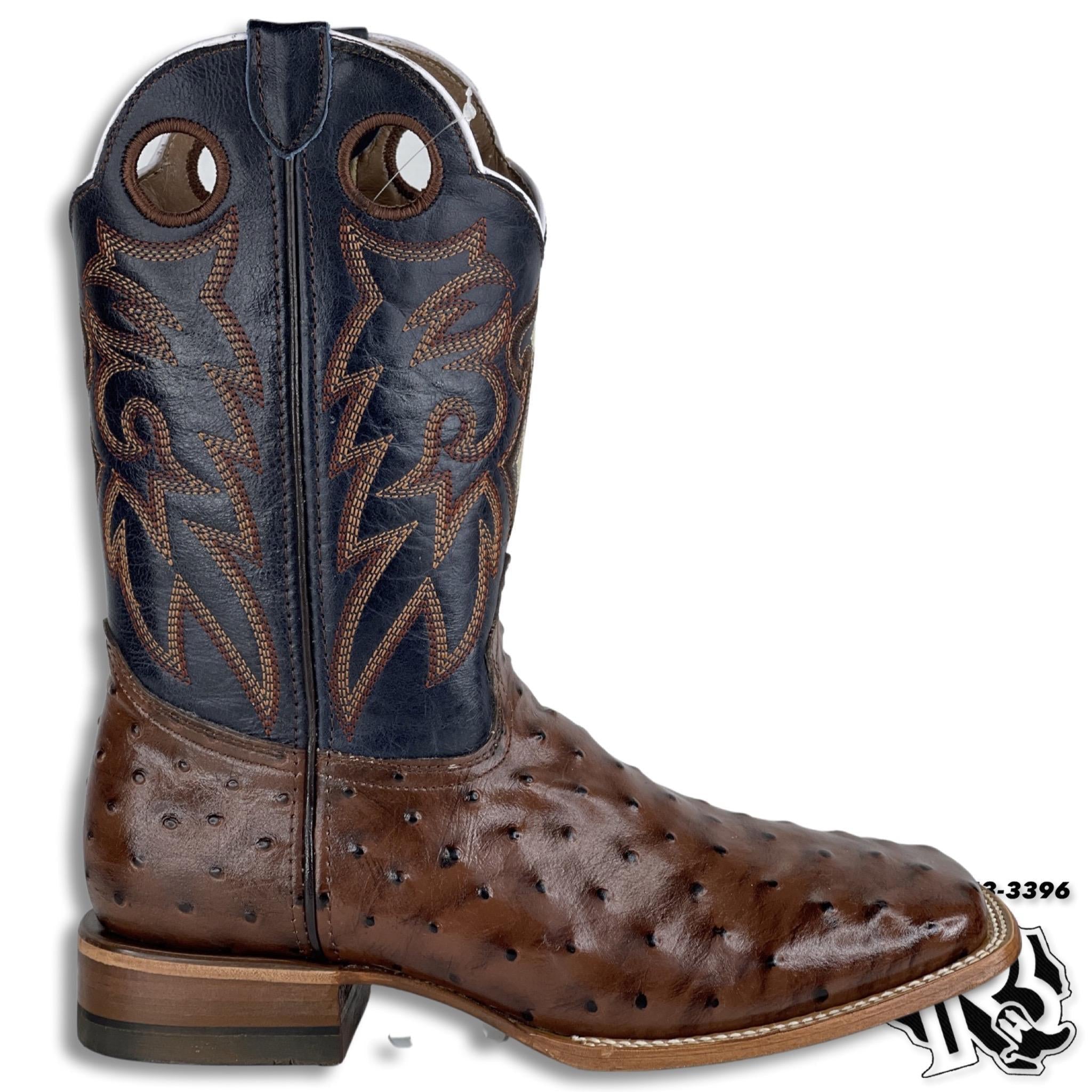 -OSTRICH BROWN PRINT | MEN SQUARE TOE WESTERN COWBOY BOOTS