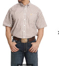 Cinch Men's White with Red Mustard and Black Medallion Print Short Sleeve | MTW1111428