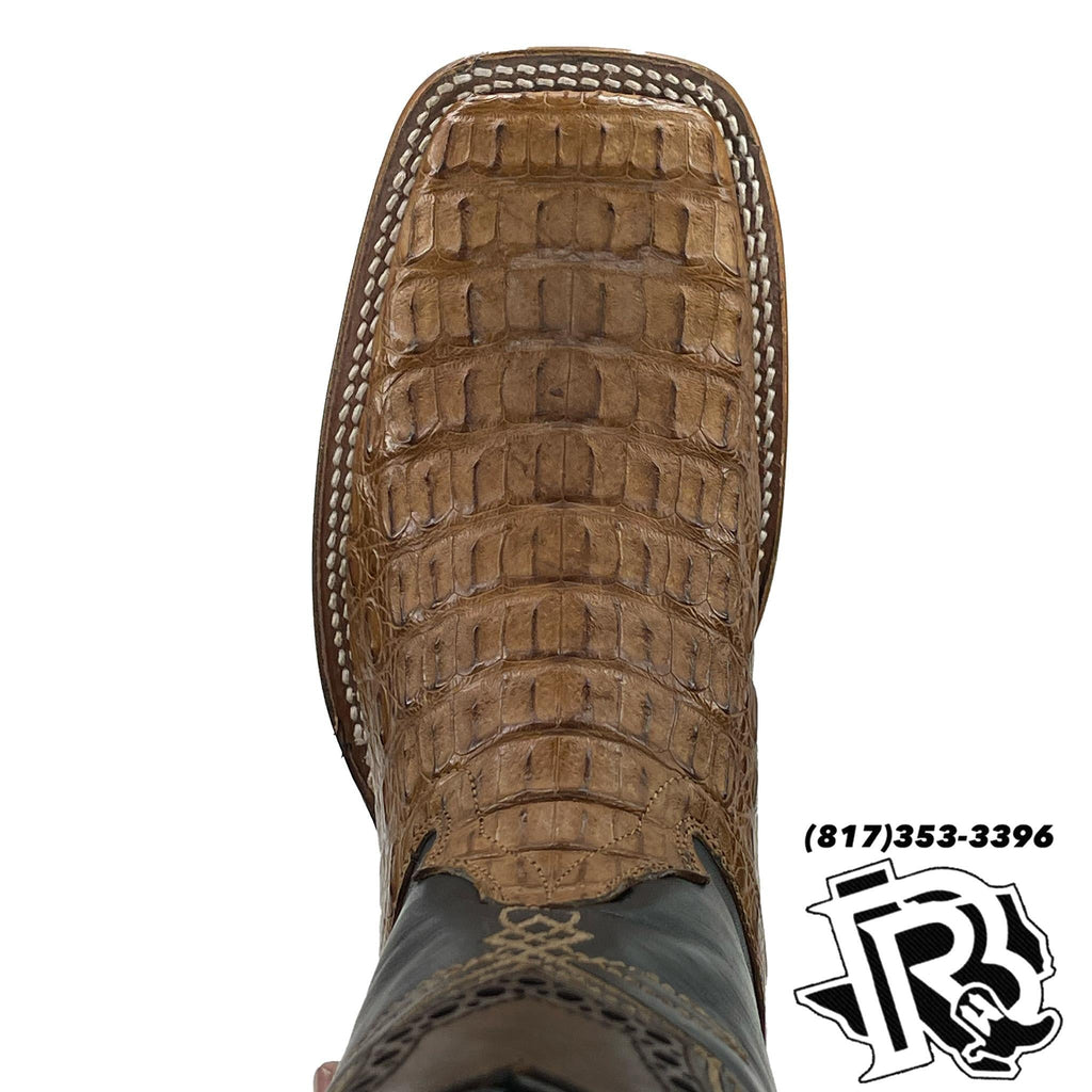 CAIMAN HORN BACK ORIGNAL | TAN SQUARE TOE MEN BOOTS