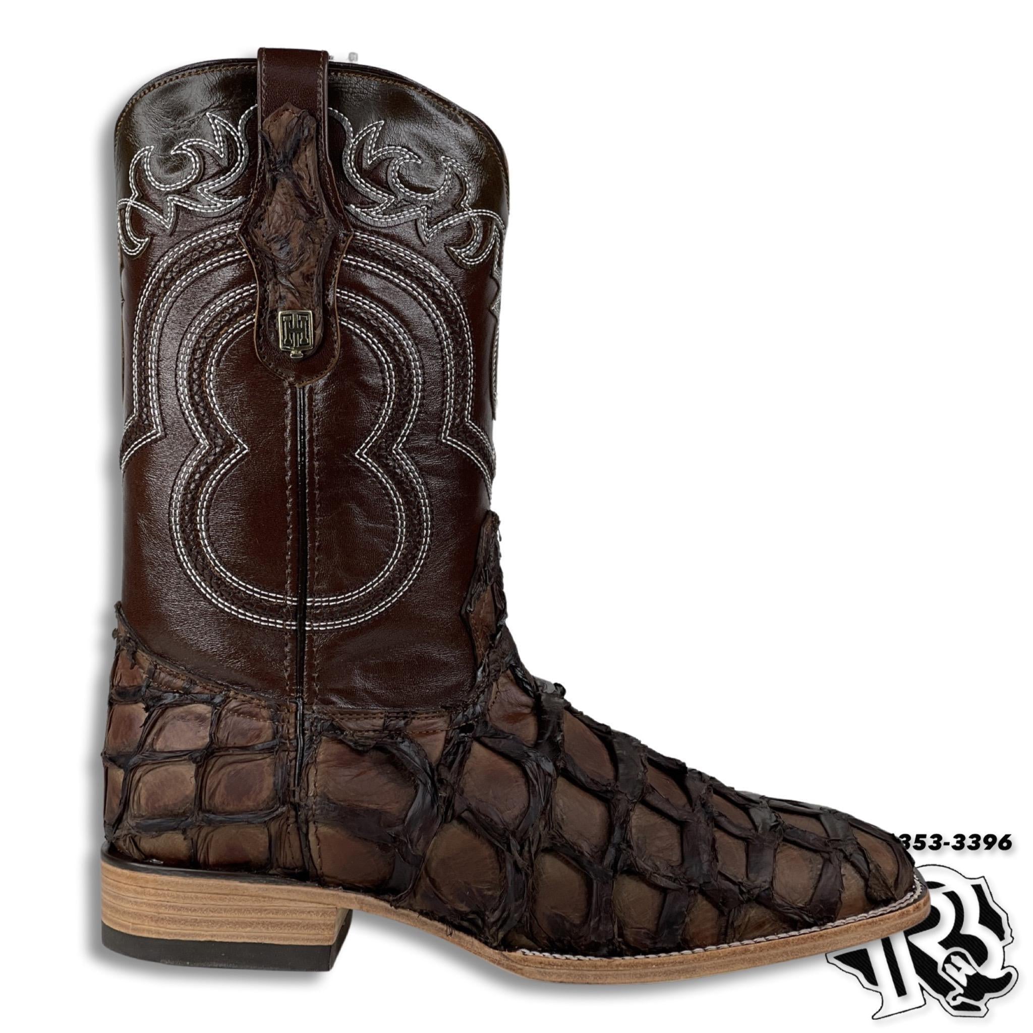 “ Wyatt “  | ORIGNAL PIRARUCU ( FISH ) CAFE MEN SQUARE TOE WESTERN BOOTS