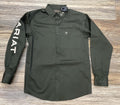 ARIAT MEN’S TEAM LOGO TWILL CLASSIC OLIVE/KHAKI LONG SLEEVE SHIRT | 10065845