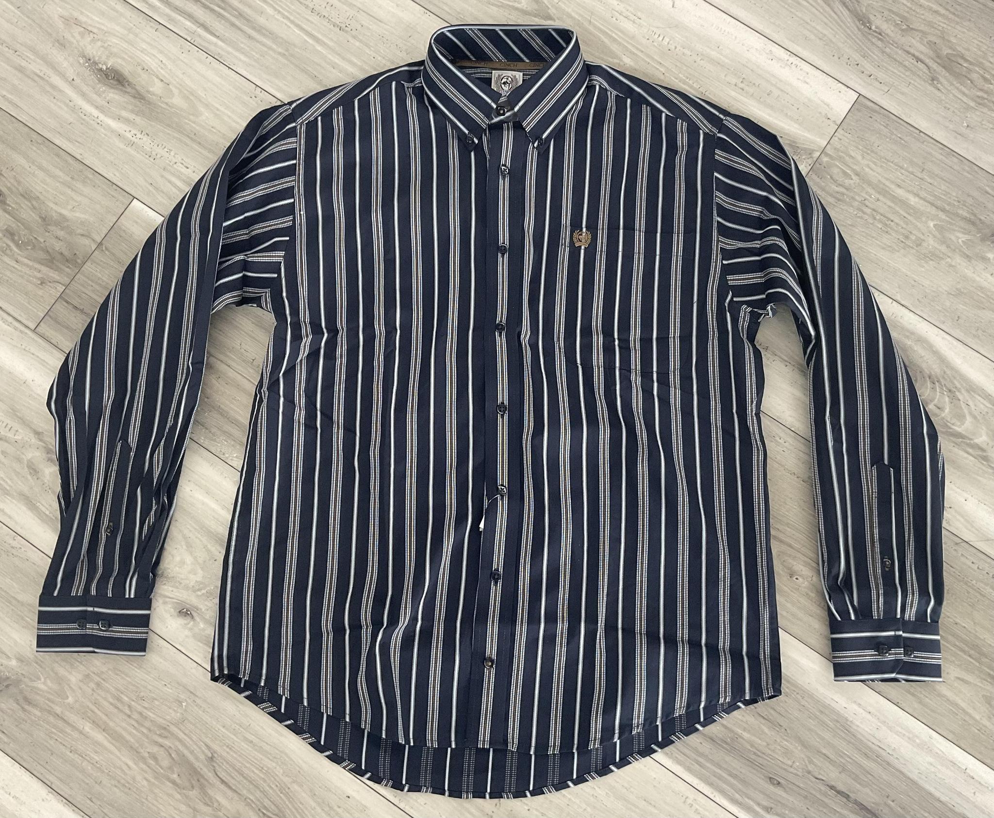CINCH MEN’S NAVY STRIPE LONG SLEEVE SHIRT |MTW1106150