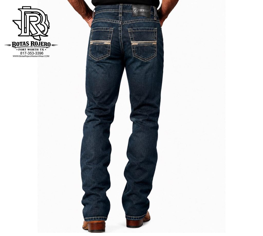 Men's Rock and Roll Denim Straight Embroidered Pistol Straight Jeans |BM1PD08013