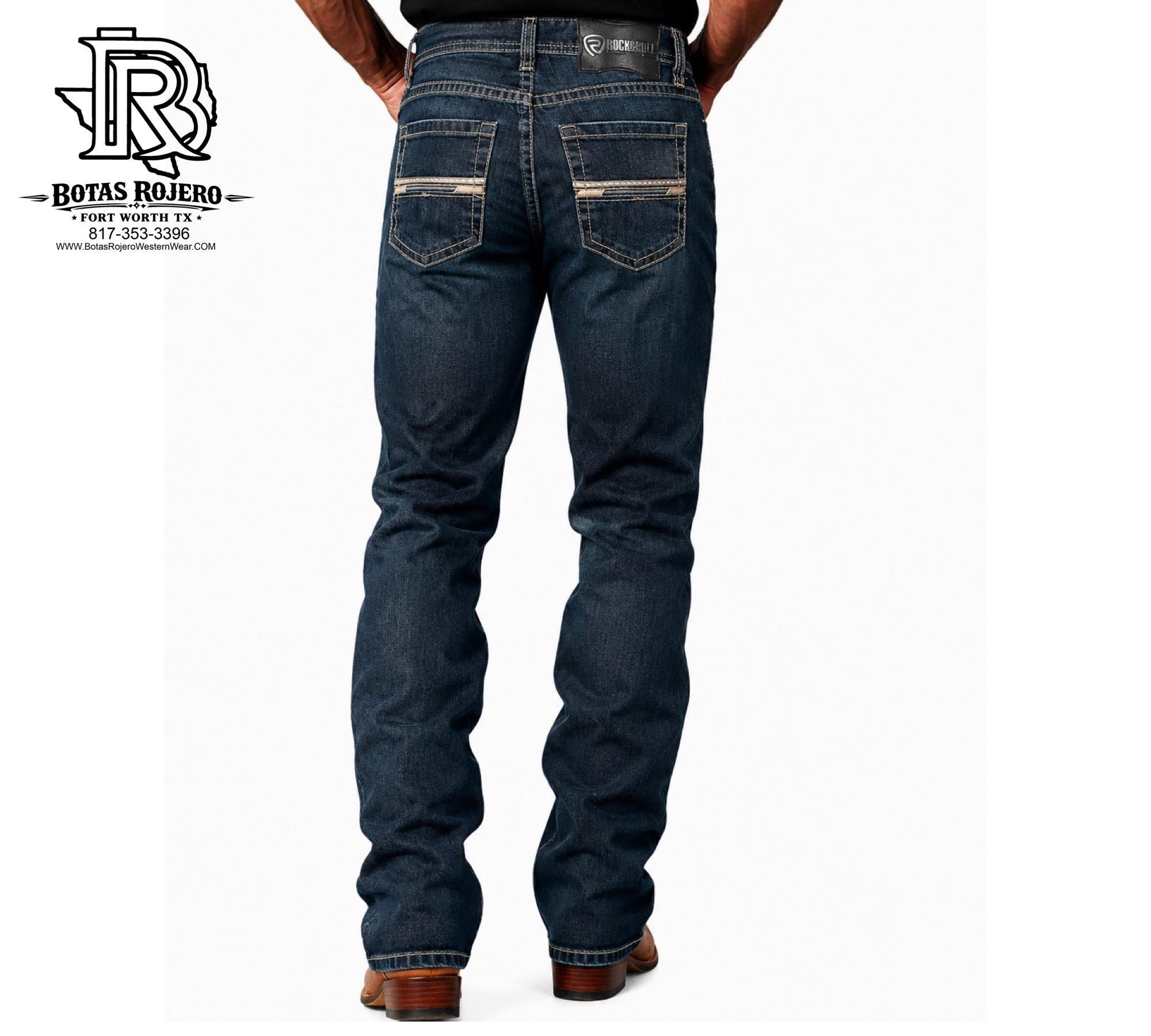 Men's Rock and Roll Denim Straight Embroidered Pistol Straight Jeans |BM1PD08013