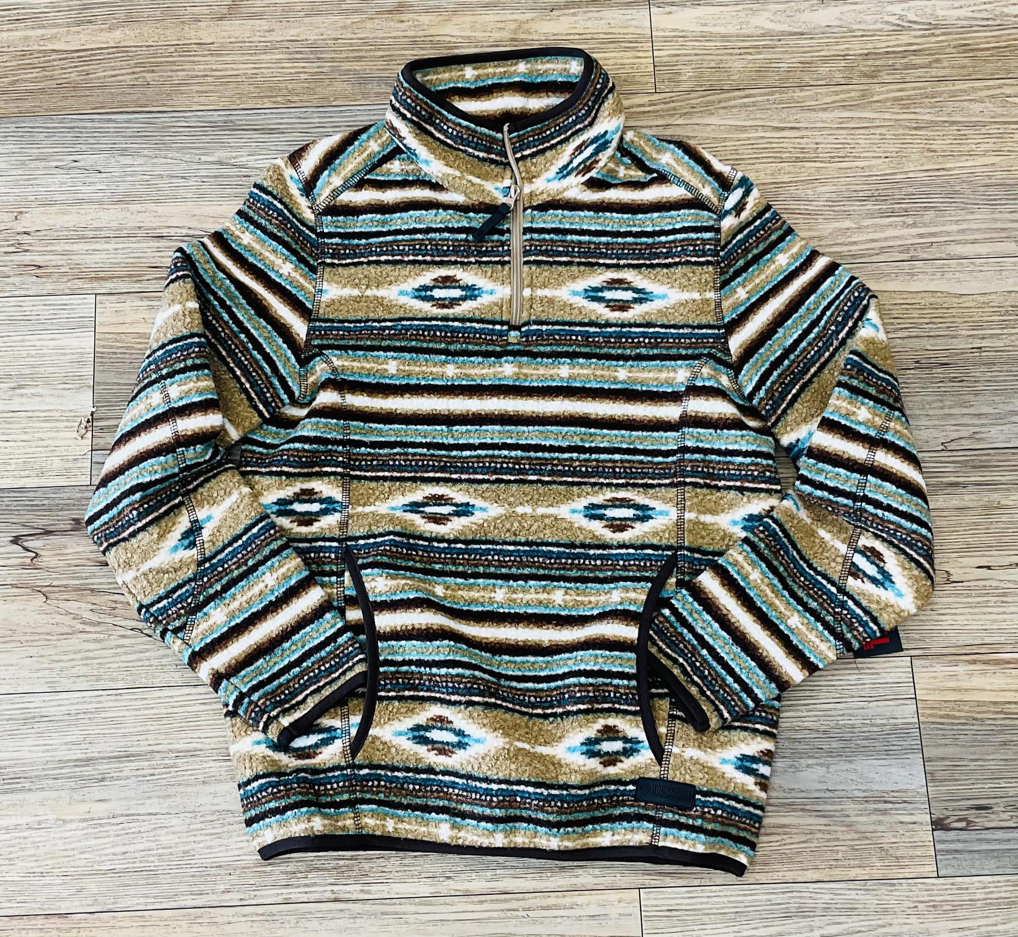 MENS ROCK & ROLL TAN PRINTED BERBER STRIPE PULLOVER |BM91C05551
