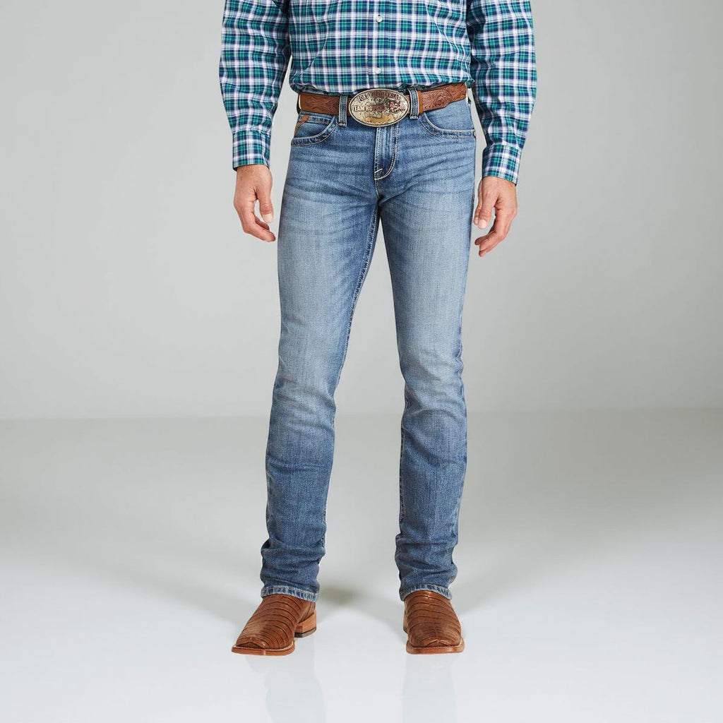 Mens ariat M7 slim fit straight leg jeans  wash: poplar|10043188 M7