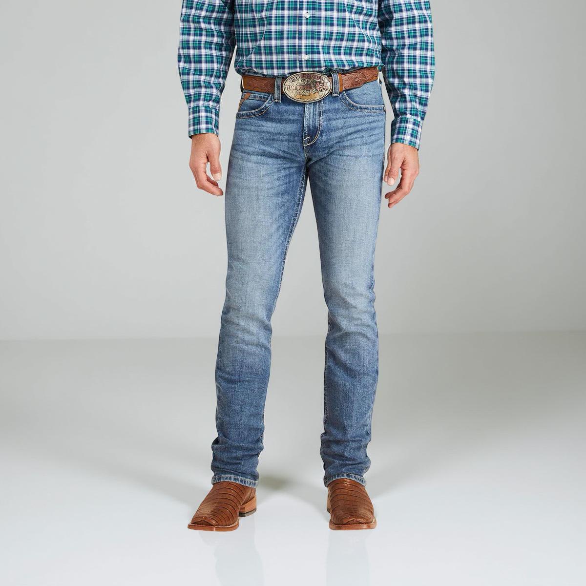 Mens ariat M7 slim fit straight leg jeans  wash: poplar|10043188 M7