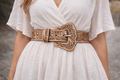 Kelly  Women’s Hand-Tooled Leather Belt – Light Brown