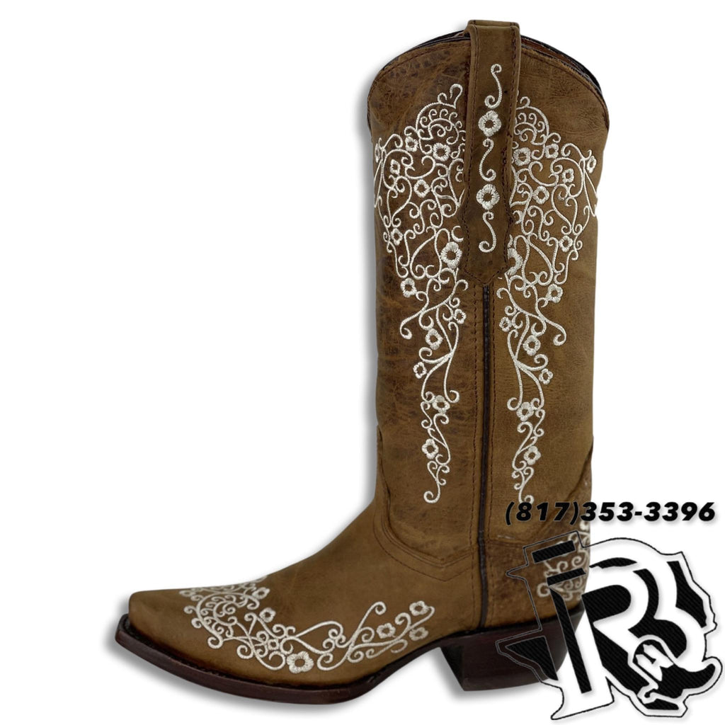 WOMEN BOOTS | BROWN WHITE EMBROIDERY STYLE #302