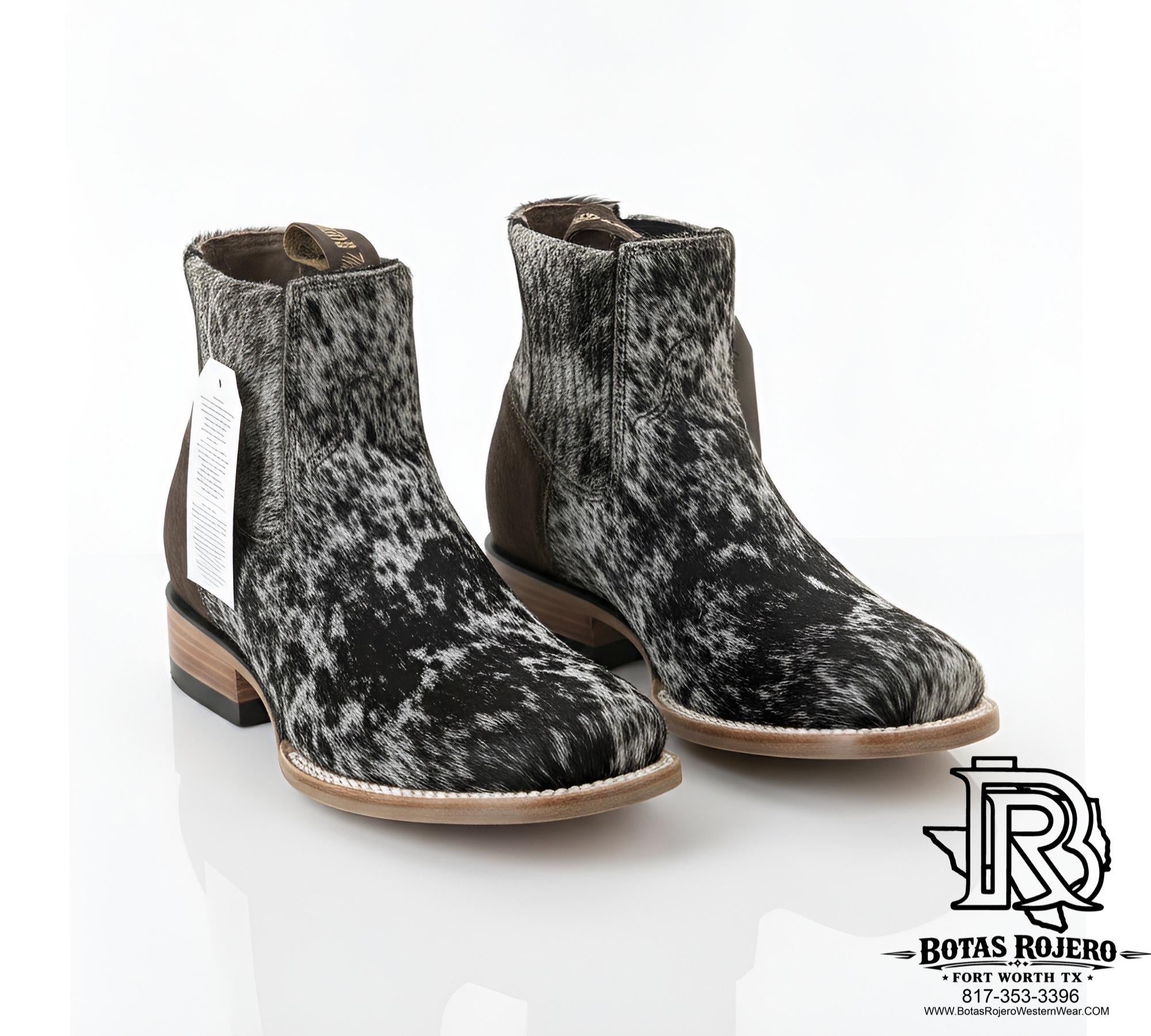 COWHIDE BOTIN CHARRO AGAVE PUNTA CUADRADA PELO DE RES