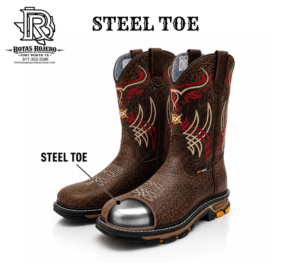 “ Crossfire “ STEEL TOE | SQUARE TOE MEN WESTERN WORK BROWN