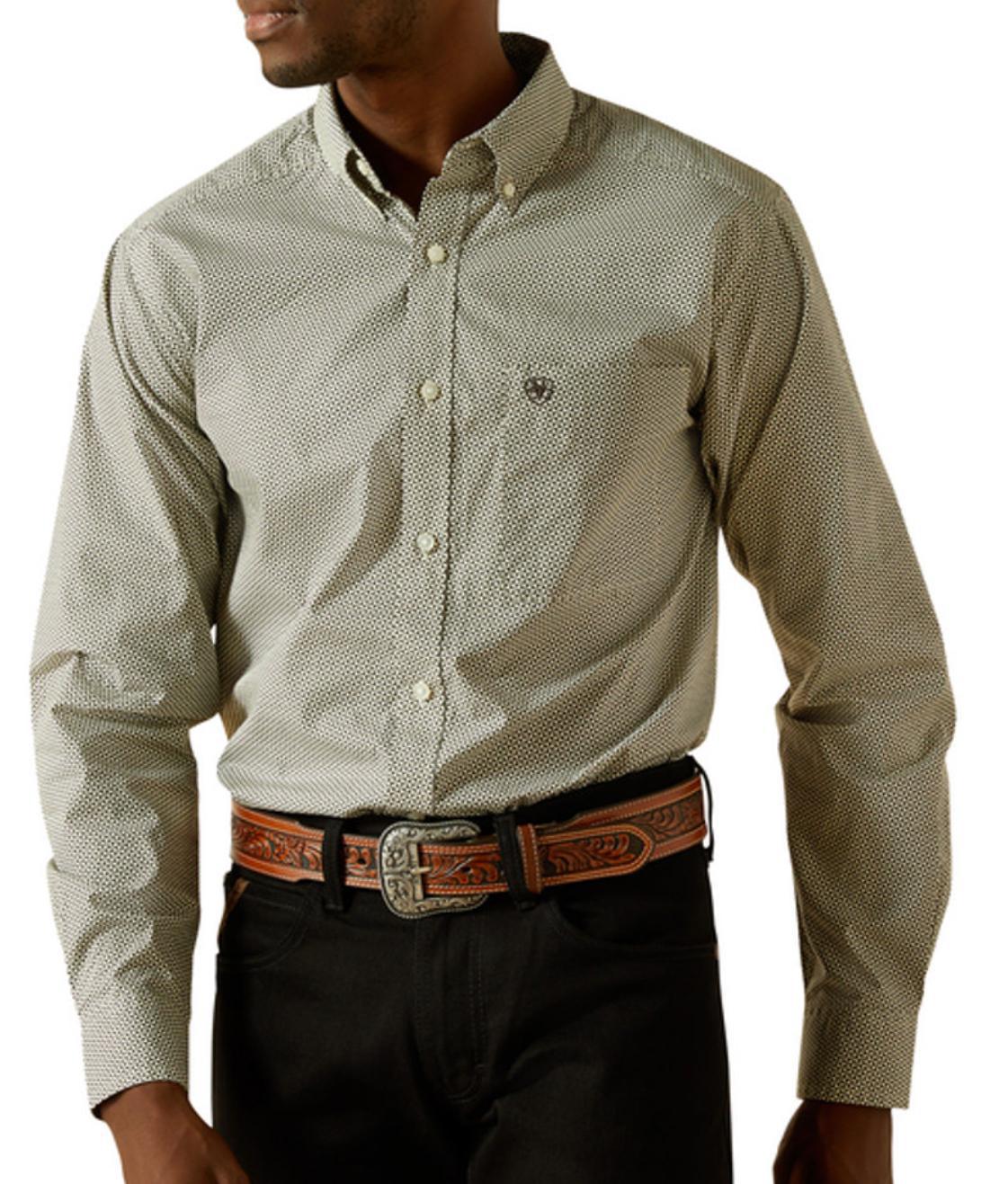 ARIAT MEN’S BRENDON FITTED BLACK PRINT LONG SLEEVE  SHIRT| 10062205