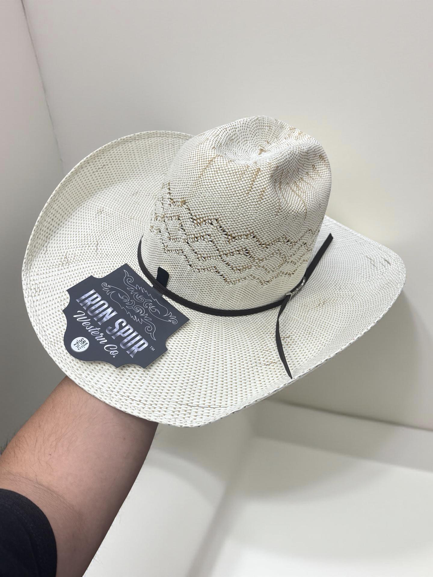 “ WEST TEXAS “ | IRON SPUR STRAW WESTERN HATS OPEN CROWN 4 1/4 inch brim #BC-10