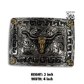 “ Texas Long Horn “ | MEN WESTERN BELT BUCKLE SQUARE