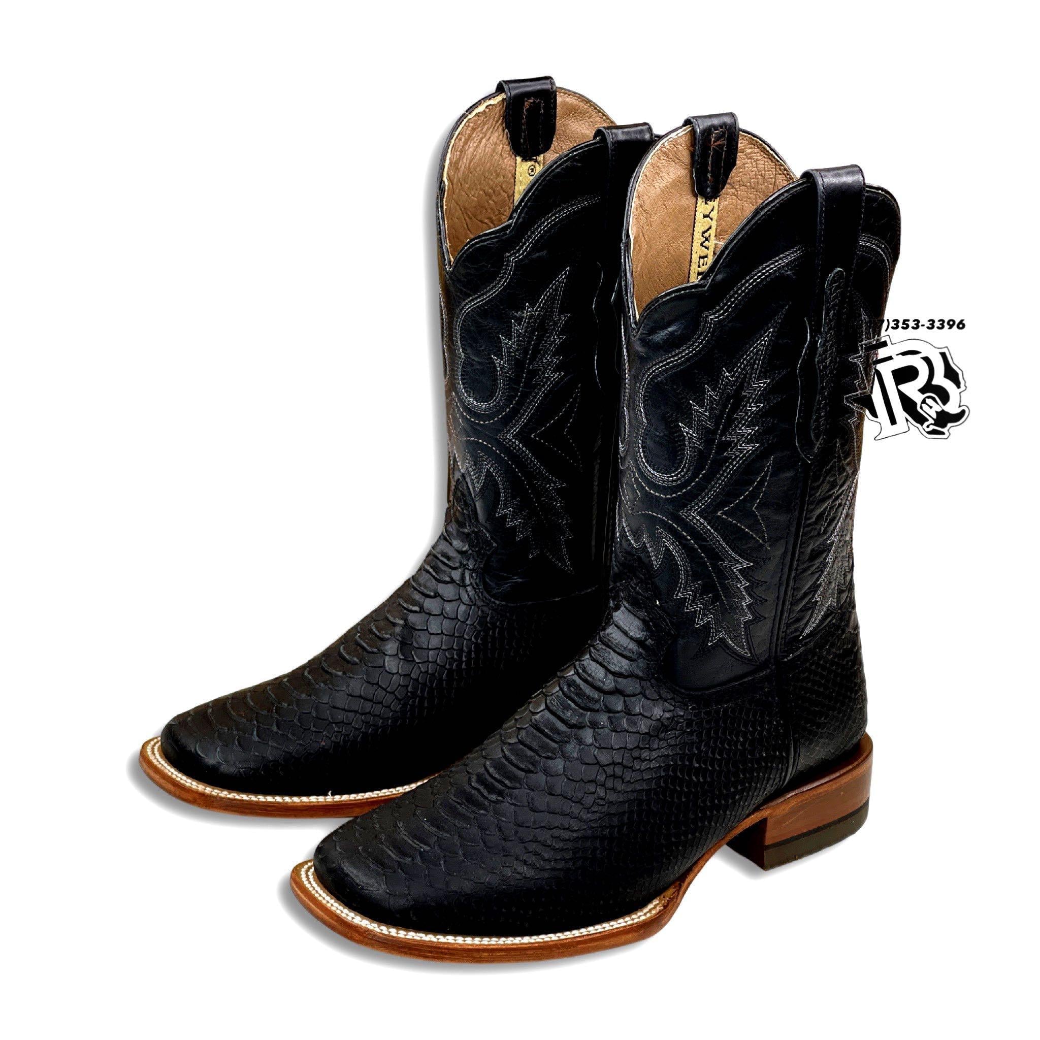 -PYTHON BLACK PRINT | MEN WESTERN SQUARE TOE BOOTS