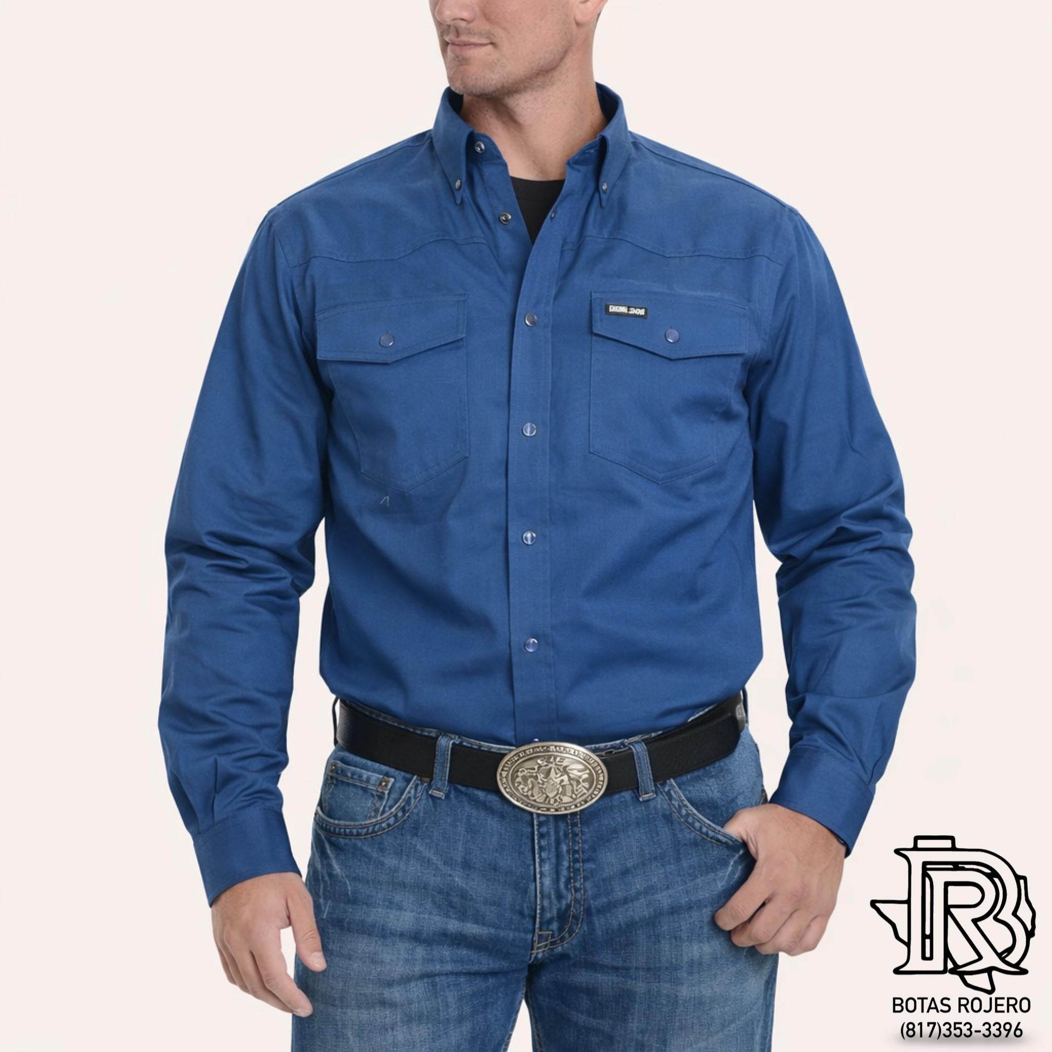 IRON SPUR | MEN WESTERN SHIRT NAVY LONG SLEEVE PEARL SNAP