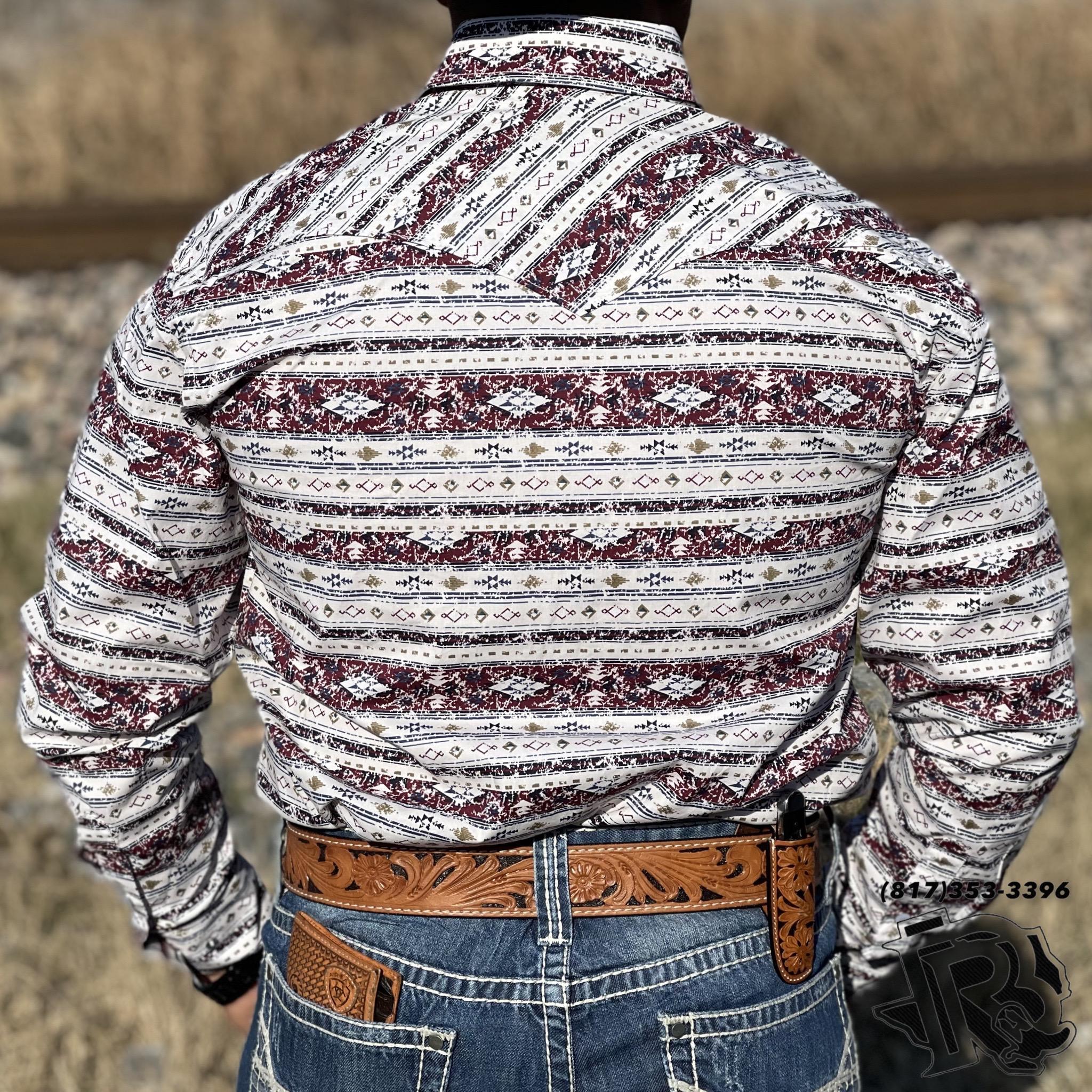 MEN SHIRT | MEN VINTAGE DESIGN MAROON WESTERN SHIRT