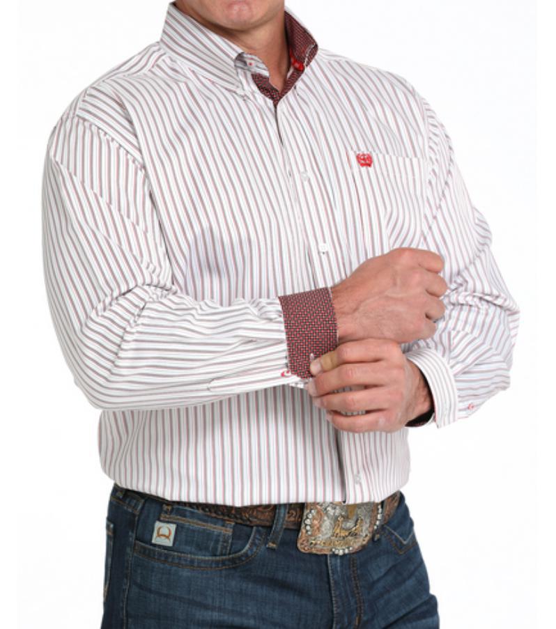 CINCH MEN’S  WHITE STRIPED PRINT SHIRT | MTW1105995