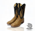 SOFT OSTRICH COLOR ANTI SADDLE SQUARE TOE WESTERN MEN BOOTS