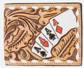 3D D250010548 MENS HAND PAINTED ACE CARDS BIFOLD WALLET NATURAL