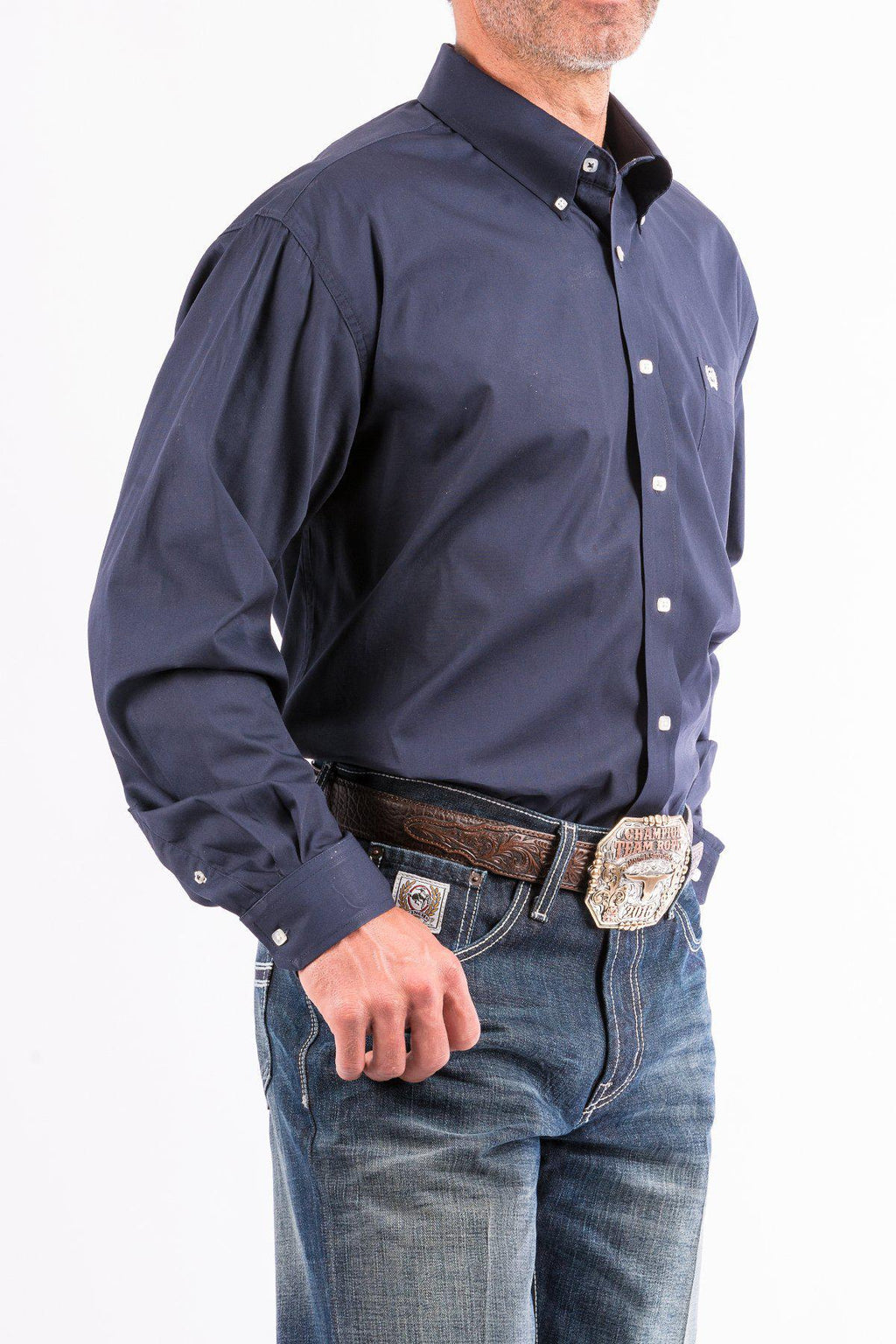 CINCH'S MEN'S SOLID NAVY WESTERN BUTTON-DOWN LONG SLEEVE MTW1104667