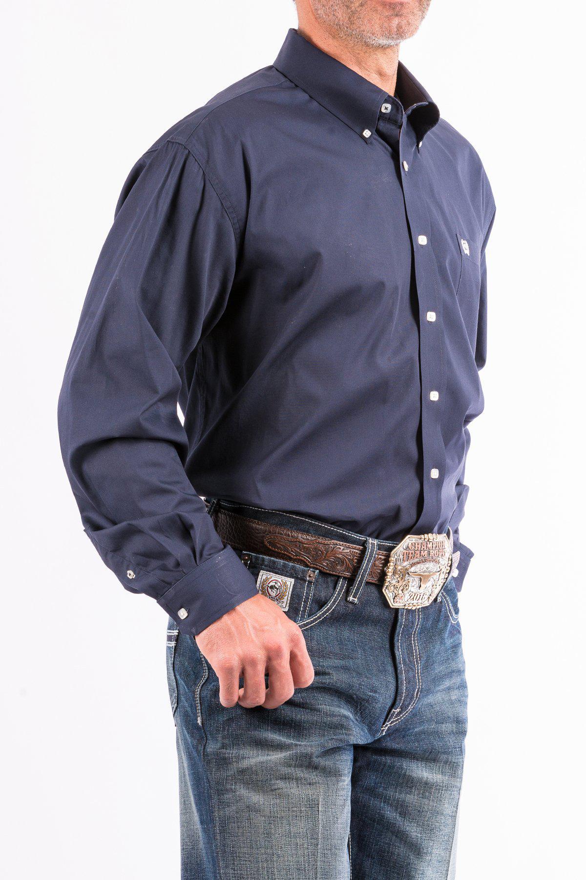 CINCH'S MEN'S SOLID NAVY WESTERN BUTTON-DOWN LONG SLEEVE MTW1104667