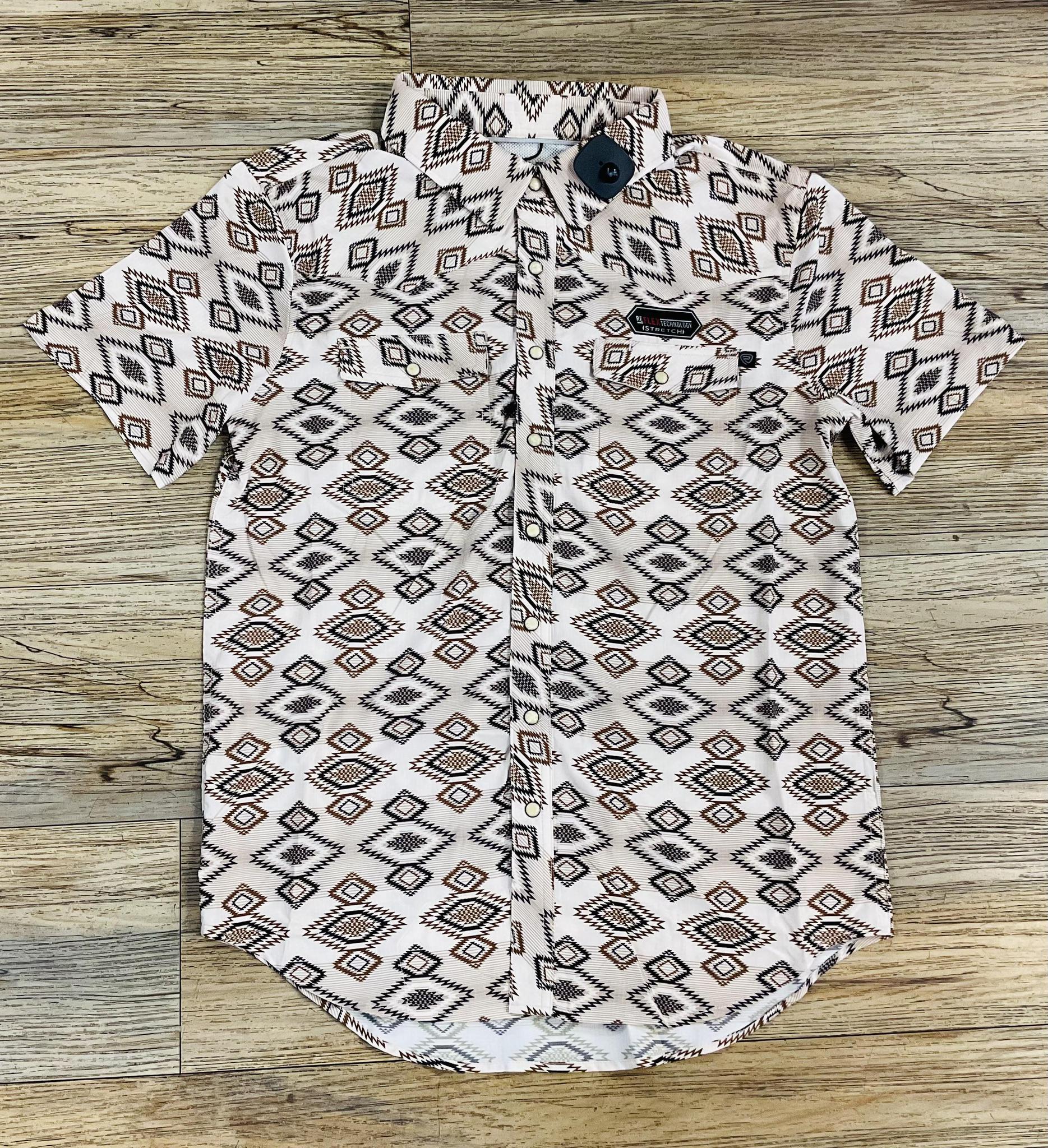 MEN’S ROCK & ROLL NATURAL TEK AZTEC PRINT SHORT SLEEVE SHIRT |BMNS05954