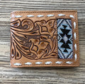 “ LUKA  “ |IRON SPUR WETERN CO. MEN BI FOLD WESTERN TOOLED LEATHER WALLET BEADED