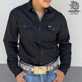 IRON SPUR | Men’s Black Western Pearl Snap Long Sleeve Shirt