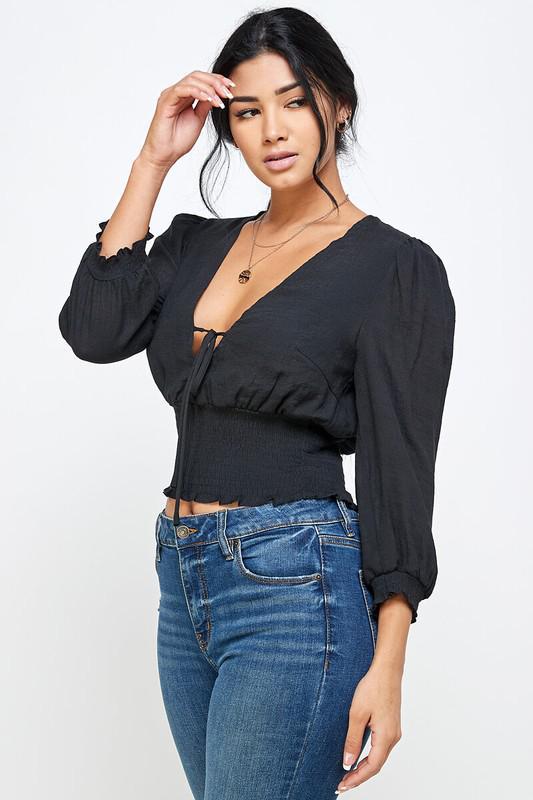 JENNY BLACK SMOKED TOP