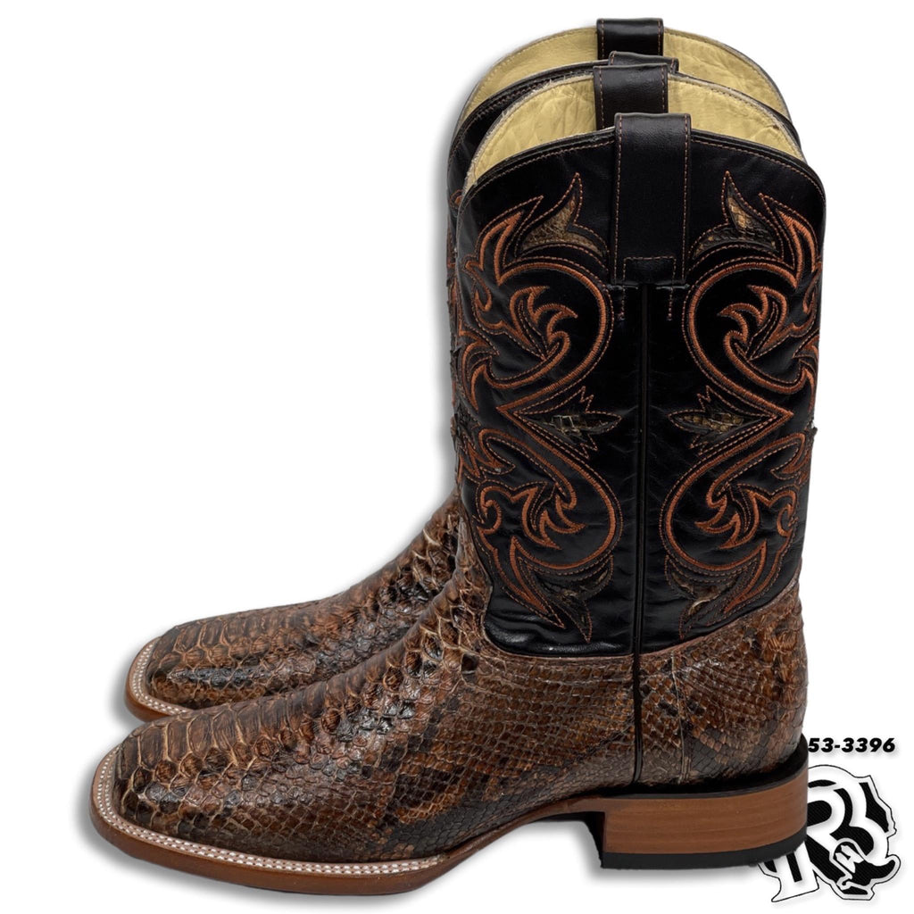 Men Boots | Square Toe Western Boots Cognac Python