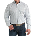 CINCH - Men's White/Black Stripe Print Classic Fit Button-Down Western Shirt|MTW1106003