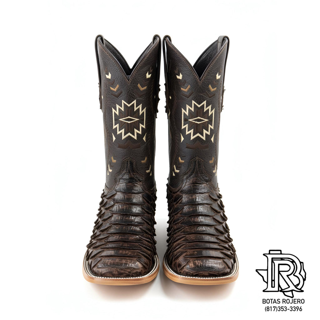 ‘’CHARLIE ’’ MENS BROWN  PYTHON PRINTED BOOTS