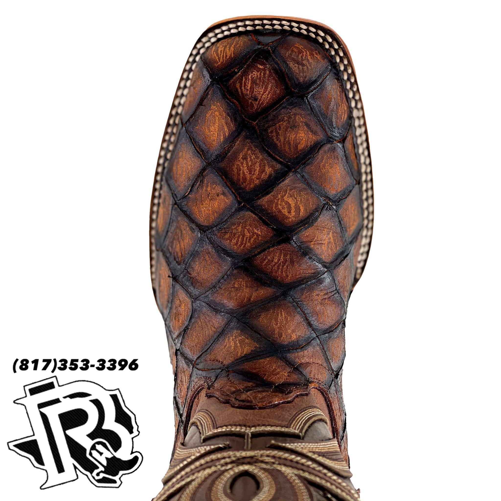 “ Montana “ | Men Western Square Toe Boots Brown Print Leather