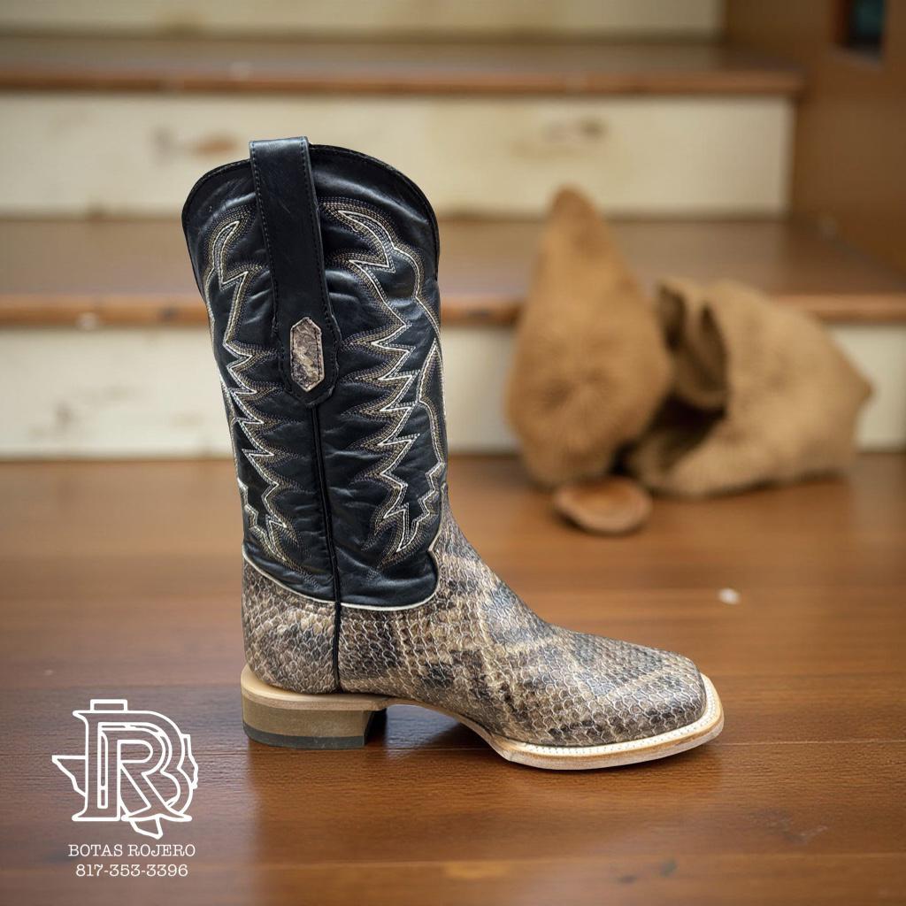 “ RICARDO “ | MENS RATTLESNAKE PRINT BOOT NATURAL SQUARE TOE