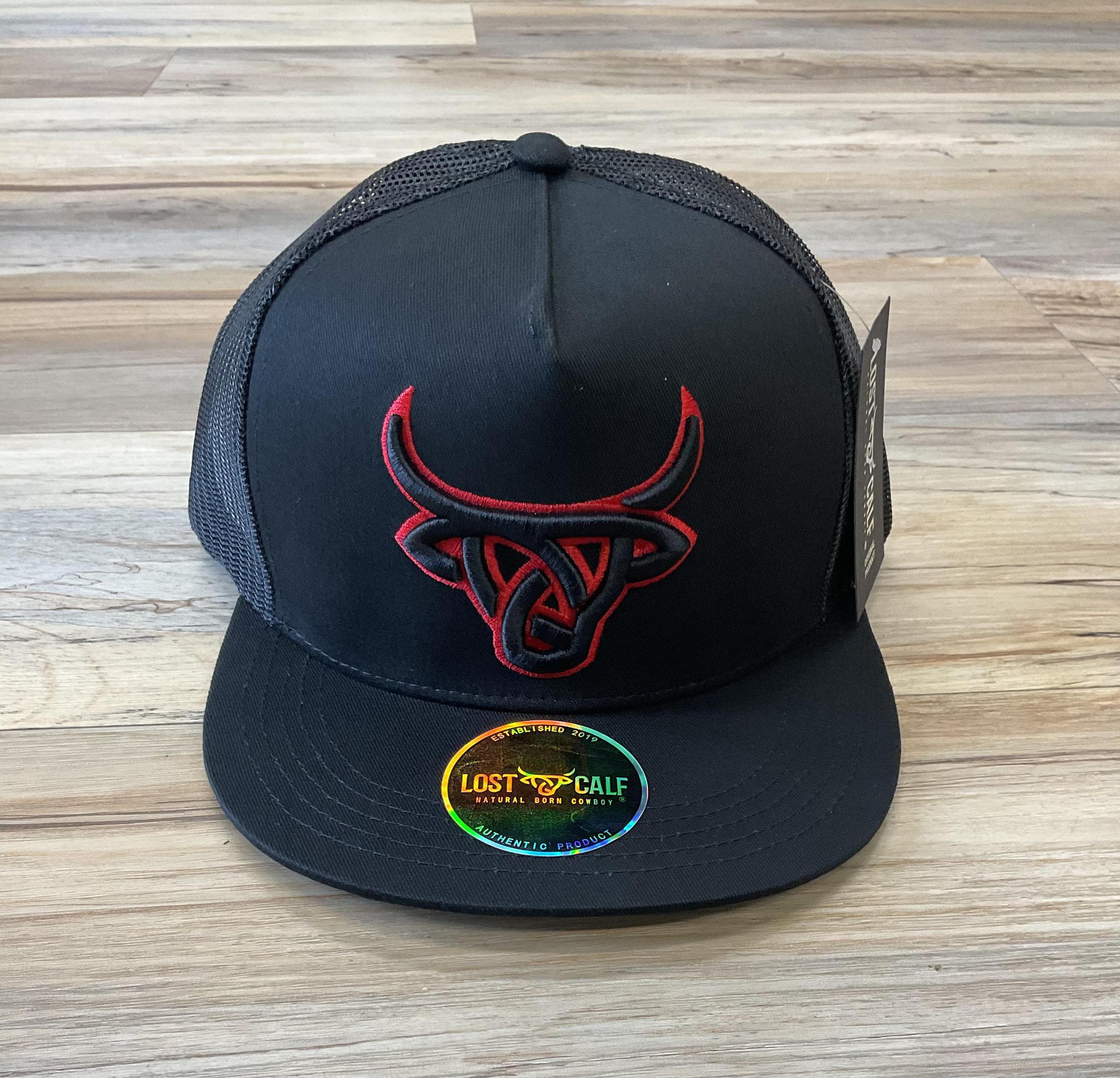 “ ALAN “ | MEN CAP BULL HEAD TORO BRAVO BLACK / RED LOST CALF |