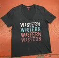 Womens VNECK GRAPHIC TEE BLACK  ROCK & ROLL | RRWT21R0CI