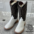 “ PARKER “ MEN'S WHITE ORIGINAL OSTRICH SQUARE TOE BOOT | IRON SPUR