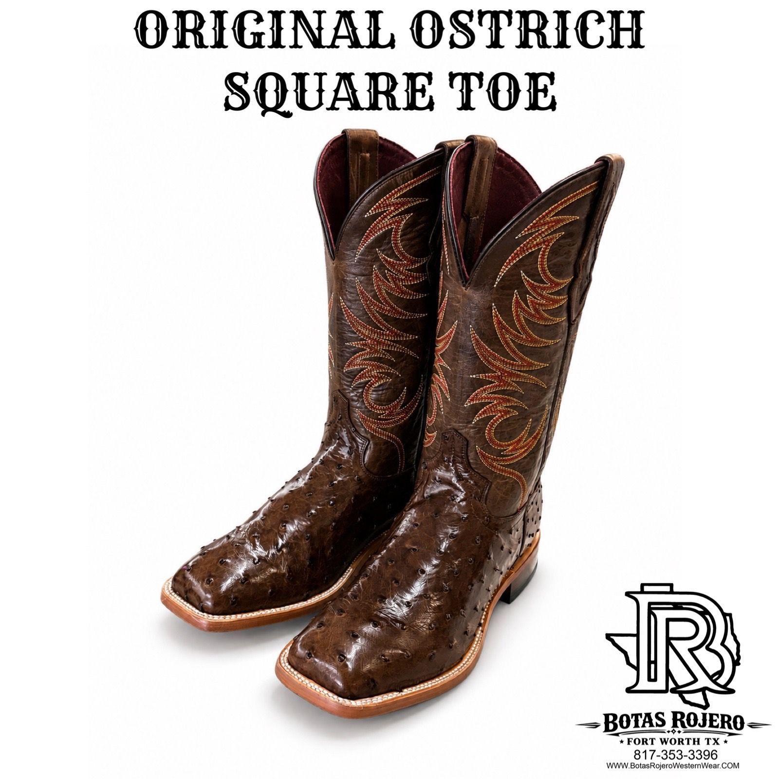 “ ALEJANDRO “ IRON SPUR ORIGINAL OSTRICH SQUARE TOE WESTERN BOOTS
