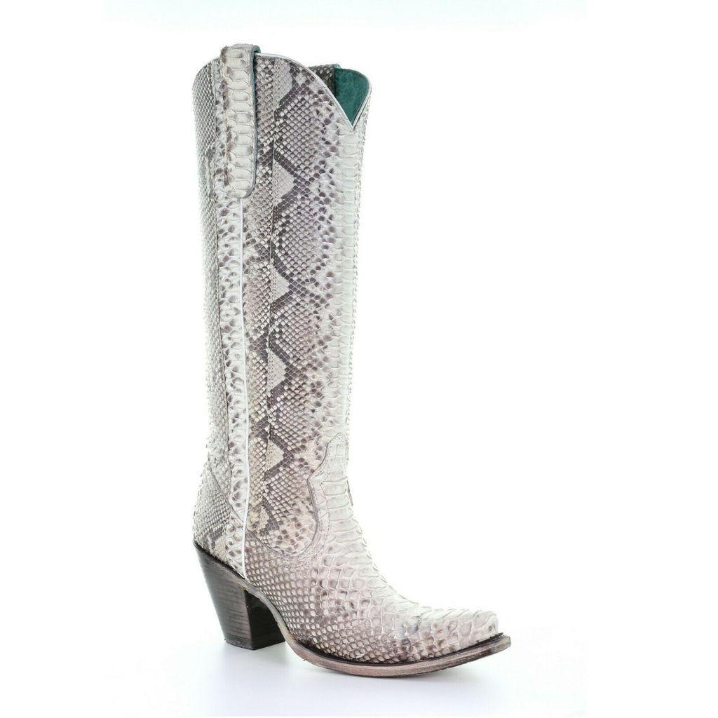 WOMEN'S CORRAL BOOTS NATURAL PYTHON ZIPPER TALL (A3789)