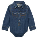 Wrangler Baby Unisex Western Long Sleeve Dark Blue Denim Bodysuit |10PQ4165D