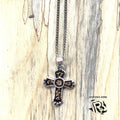 “ Isaac “ |  Men's Silver Strike Silver Floral Scroll Cross Necklace DN120